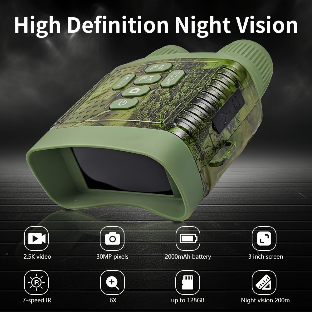 Camouflage Digital Night Vision Binoculars with 3-Inch Screen, 6X Digital Zoom, Seven IR Levels and 2000mAh Battery