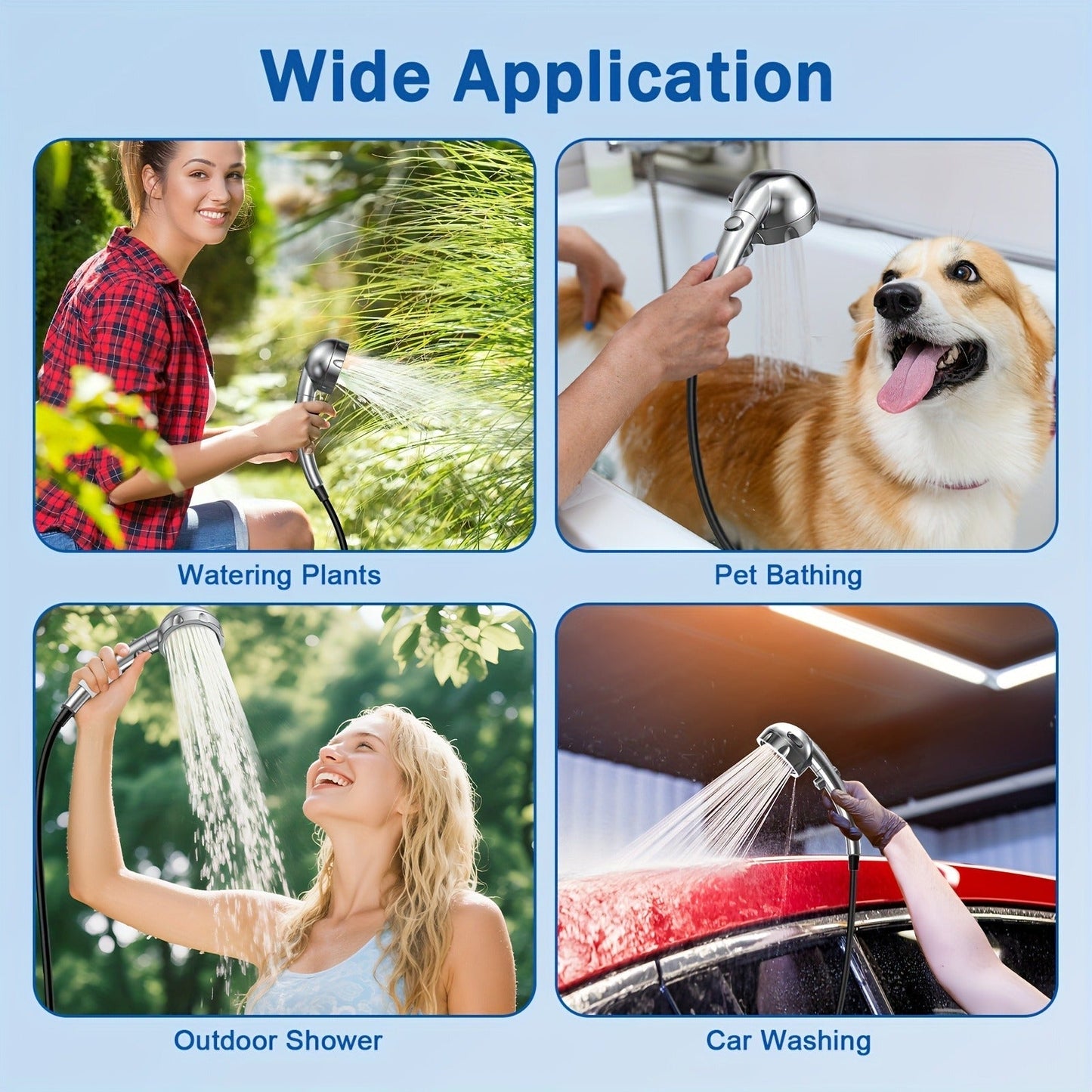 Portable Camping Shower with 9000mAh Battery – Smart Digital Display, Foldable Bucket Included, Compact Lightweight Outdoor Shower Pump