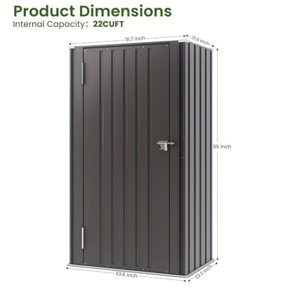 Tall Metal-Look Outdoor Storage Cabinet with Double Doors, 22 or 28 Cu Ft Checkout Capacity Options