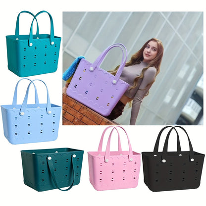 Beach Tote Bag for Women, Large Shoulder Handbag for Travel Vacation Fruits Flowers Drinks, M & L