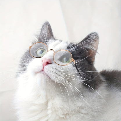 Pet Sunglasses 10-Pack Round Metal Retro Shades for Cats & Dogs – Assorted Colors Classic Hippie Glasses for Cosplay, Parties & Photo Props