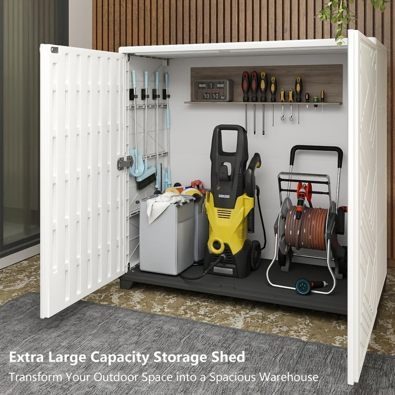Outdoor Storage Cabinet with Doors & Metal Shelves, for Garden, Patio and Yard Use, with the Listed Configuration
