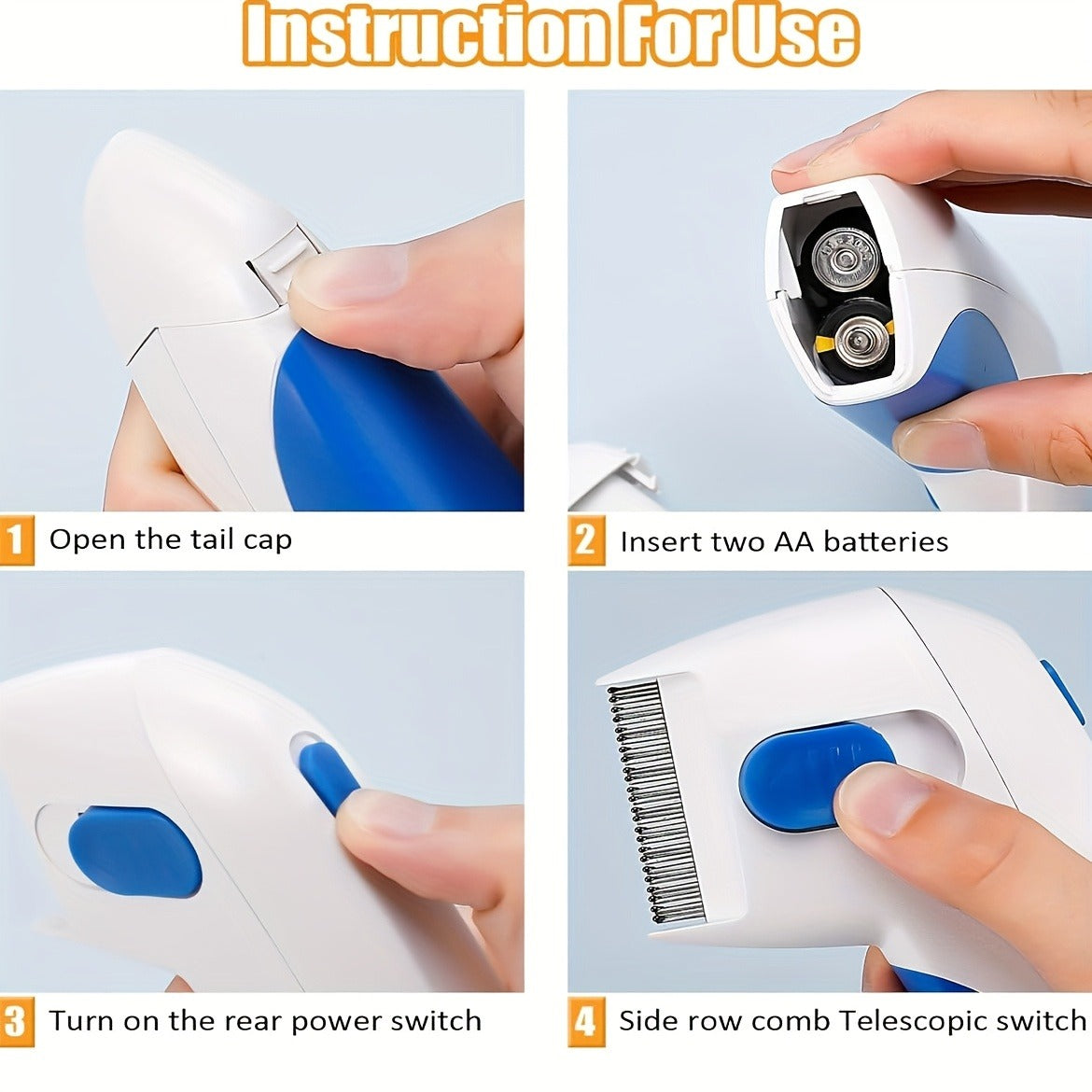 Pet Deshedding Brush, Two-in-One Grooming Comb with Stainless Steel Teeth and Non-Slip Handle