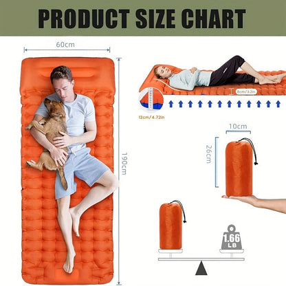 Camping Sleeping Pad Inflatable & Self-Inflating – Ultralight TPU Nylon Mat with Built-In Pump, Single & Double Size for Backpacking