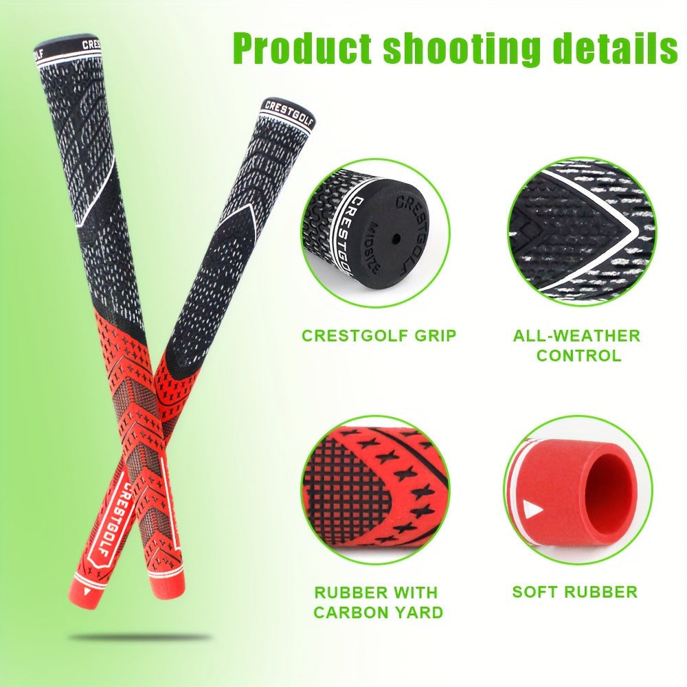Midsize Golf Grips Set 13 Pack – All Weather Hybrid Rubber Golf Club Grips with Ecological Yarn Thread Technology, Multiple Colors