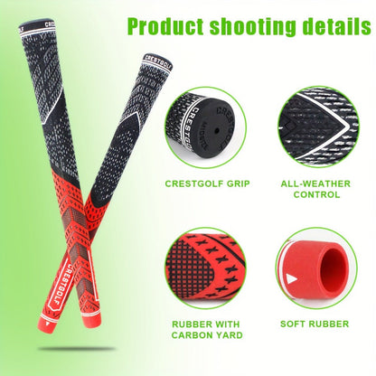 Midsize Golf Grips Set 13 Pack – All Weather Hybrid Rubber Golf Club Grips with Ecological Yarn Thread Technology, Multiple Colors