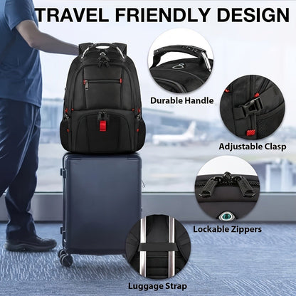 Large Laptop Backpack 50L – Fits 17 Inch Computer, Airline Approved Carry On, 3-Compartment Travel & College Backpack for Men Women | 8
