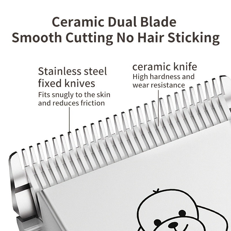 Pet Grooming Clippers Rechargeable with LED Display – Cordless Electric Dog Cat Hair Clipper, Detachable Blades 4 Guide Combs Low Noise
