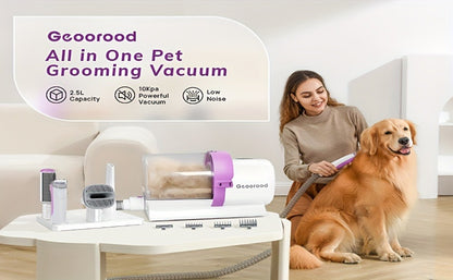 Dog Grooming Vacuum Kit 4-in-1 – Pet Hair Vacuum with Electric Clipper, Grooming Brush & Deshedding Tools, 2.5L Large Dust Cup