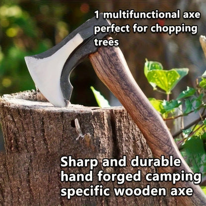Splitting Axe Forged Carbon Steel 15.6-Inch with Handcrafted Wooden Grip, Professional Backyard Hatchet for Wood Chopping