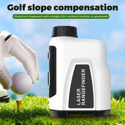 White Golf Laser Rangefinder, Model LAB12 with 1200-Yard Source Rating, 6x Optics and USB Charging
