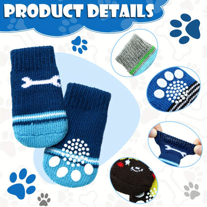 Non-Slip Dog Socks 24-Pack 6 Styles Paw Protector with Traction Control – Anti-Slip Pet Puppy Socks for Hot Pavement
