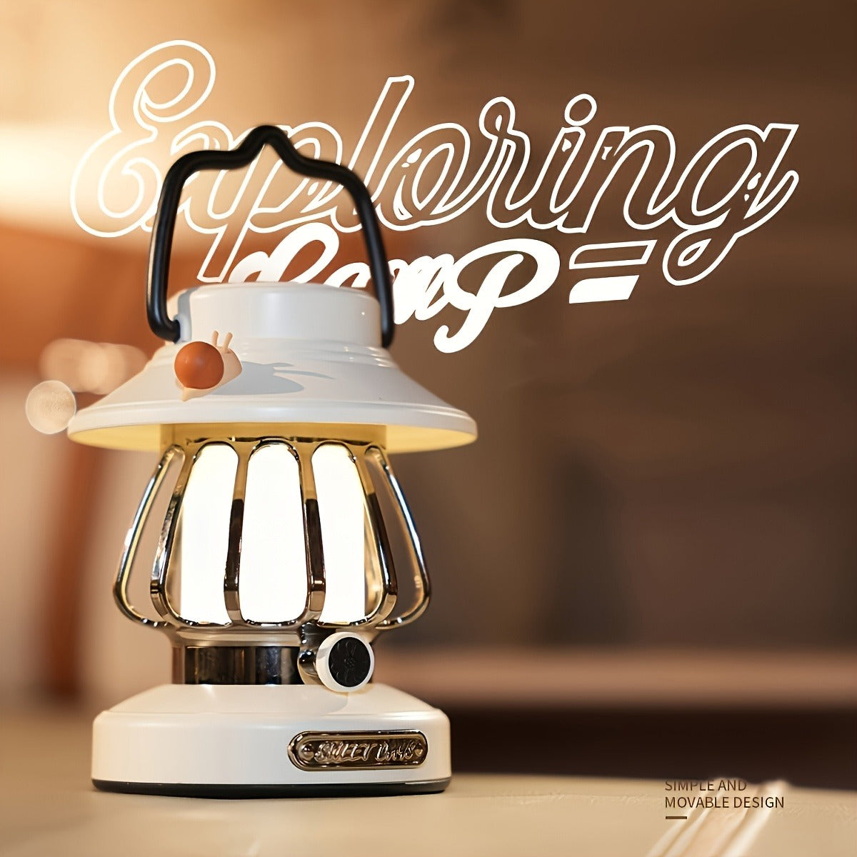 Camping Lantern Rechargeable LED, Snail Design Portable Camp Light with 3 Color Modes & Dimming, USB & Battery Dual Power