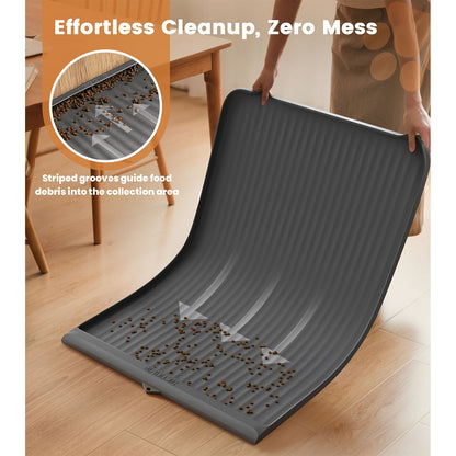 Waterproof Pet Feeding Mat 36"x24" Non-Slip Dog Bowl Mat with Raised Edges & Diversion Grooves – Large Food and Water Mat for Dogs & Cats