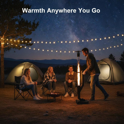 Wood Pellet Patio Heater Portable Gravity Feed Rocket Stove with Glass Tube Flame, Smokeless Non-Electric Outdoor Fire Pit for Backyard