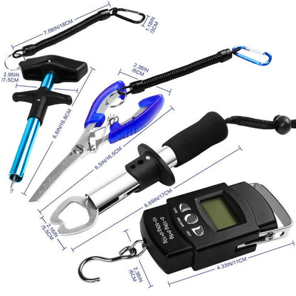 7-Piece Fishing Pliers & Fish Lip Gripper Combo – Saltwater Resistant Stainless Steel Hook Remover Set with Fish Scale & Storage Bag