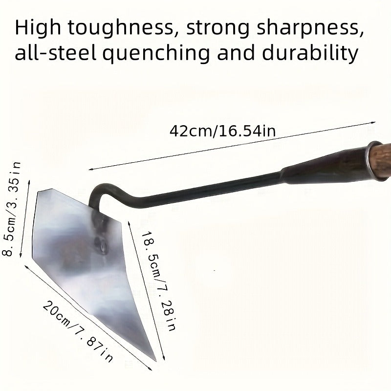 Garden Cultivator Manganese Steel Hand Plough Thickened Triangular Hoe for Plowing, Soil Loosening
