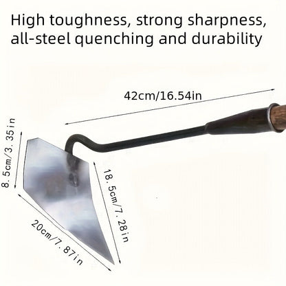 Garden Cultivator Manganese Steel Hand Plough Thickened Triangular Hoe for Plowing, Soil Loosening