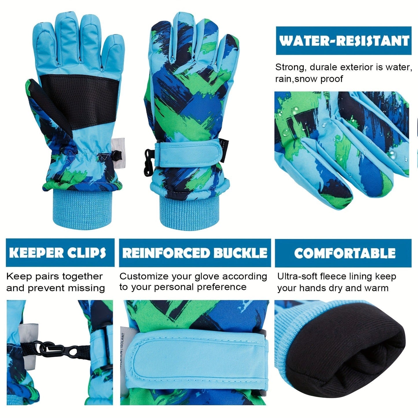 Winter Ski Gloves for Skiing & Cycling – Windproof Waterproof Thermal Gloves for Men & Women, Non-Slip Grip, Touchscreen Compatible