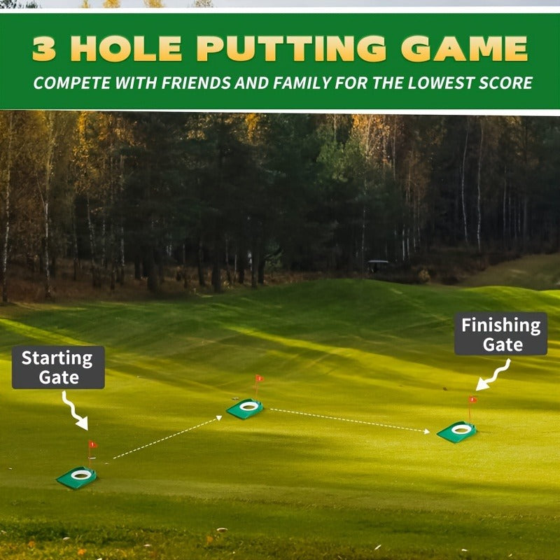 Golf Putting Cup Practice Holes 3 Pack with Numbered Flags Portable Durable All-Direction Surface Regulation Indoor Outdoor Putting Green