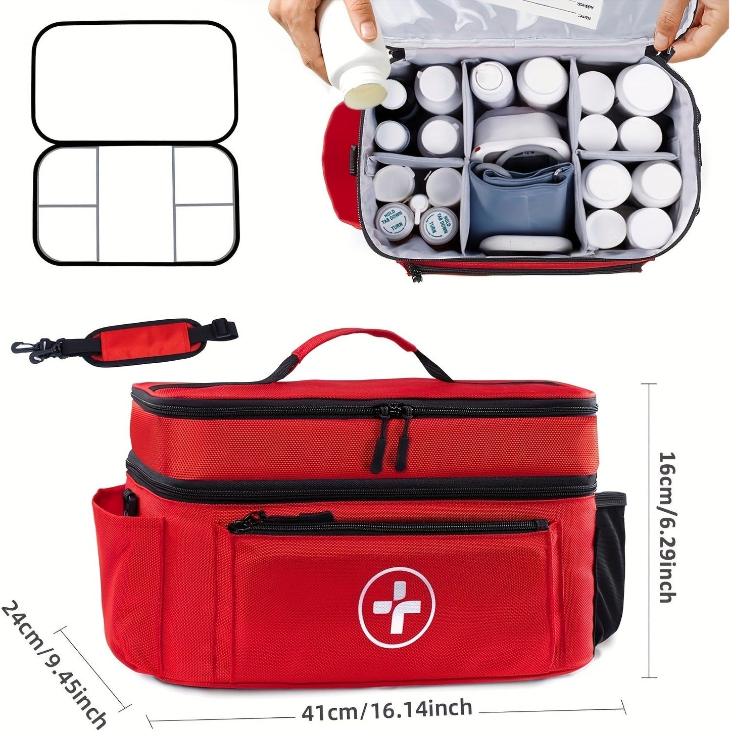 Medicine Storage Bag Organizer – Household First Aid Kit Bag, Portable Medicine Cabinet Basket with Compartments for Home