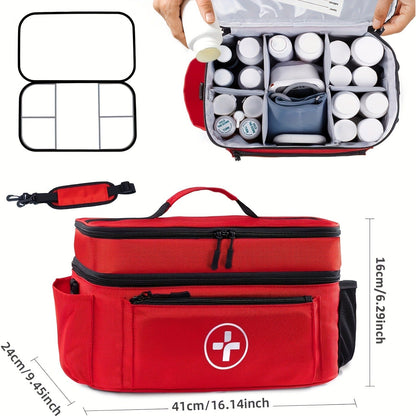 Medicine Storage Bag Organizer – Household First Aid Kit Bag, Portable Medicine Cabinet Basket with Compartments for Home