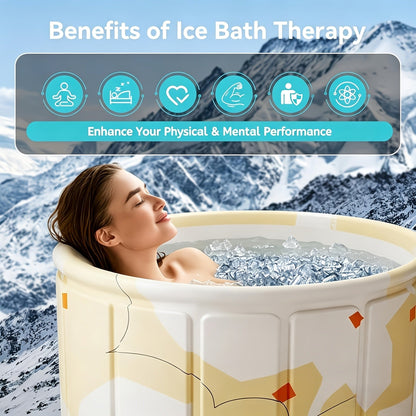 Thermal Insulated Bathtub Foldable Non-Inflatable for Adults – Hot & Cold Dual Use, Ice Bath Muscle Relief & Warm Soak