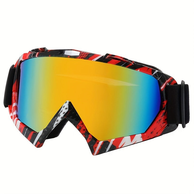 Patterned-Frame Ski Goggles with Four Red, Blue-Film, Clear and Black Lens-Finish Options for Winter Sports