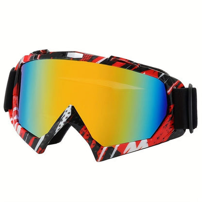 Patterned-Frame Ski Goggles with Four Red, Blue-Film, Clear and Black Lens-Finish Options for Winter Sports