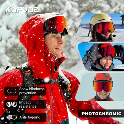 KAPVOE Ski Goggles with Magnet-Attached Interchangeable Lens Interface and Seven K721 Color Codes