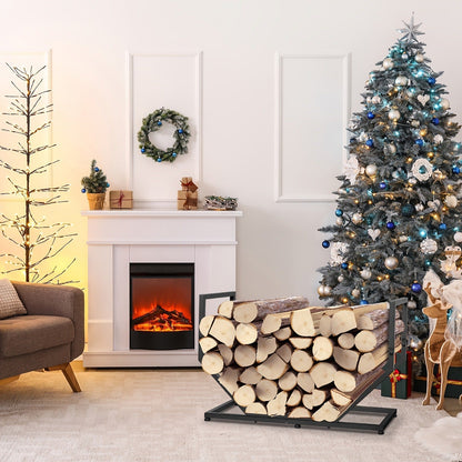 Firewood Rack Outdoor Indoor Heavy Duty Metal Log Holder with Adjustable Feet
