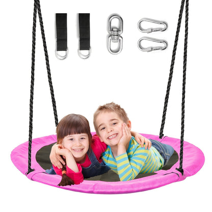 Saucer Tree Swing 43 Inch 360 Degree Rotating Flying Saucer Swing with Swivel Hanging Straps Adjustable Ropes Round Spinner Swing for Tree