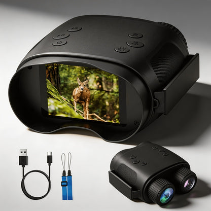 Black Digital Night Vision Binoculars without Memory Card, 2.8-Inch Screen, 10X Digital Zoom and Seven IR Levels
