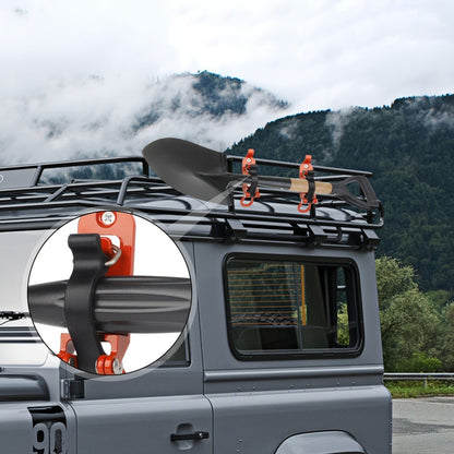 Roof Rack Shovel Mount 2-Pack – Metal Clamp Bracket Kit with Rubber Clamps, Quick Release Axe Holder for Roof Rack, Truck Bed, Boat