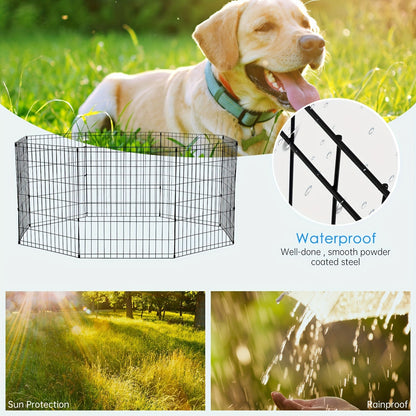 Foldable Metal Wire Dog Playpen & Pet Gate – 24/30/36/42" Indoor Outdoor Fence for Large Medium Small Dogs