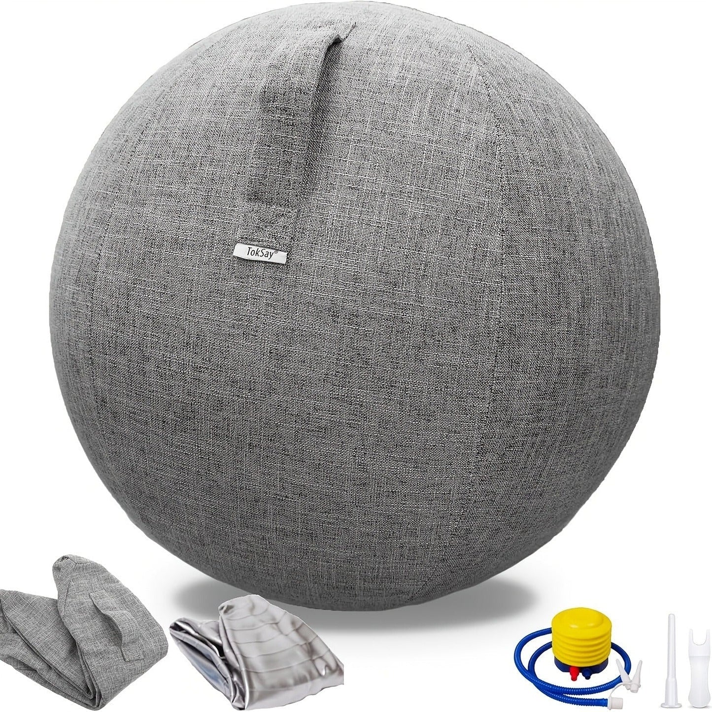Fitness Equipment 65cm Exercise Ball with Fitted Fabric Cover Carry Handle Pump and Two Colors