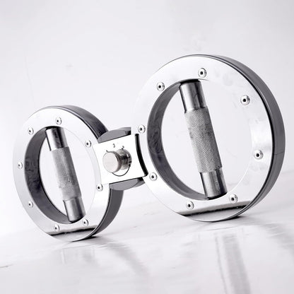 Fitness Equipment Silver Wrist and Forearm Trainer with Dual Grip Rings and 360-Degree Center Arm