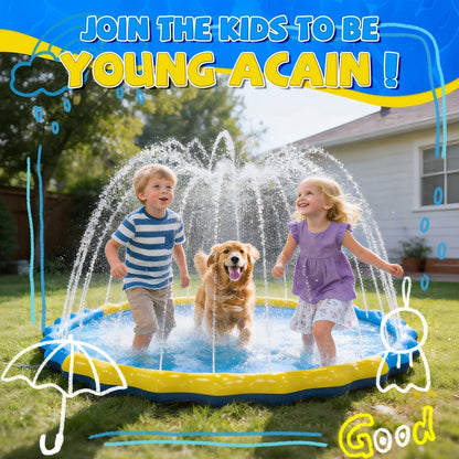 Splash Pad Sprinkler for Kids, Extra Large Inflatable Wading Pool Outdoor Water Play Mat Toy for Toddlers & Children Ages 3+