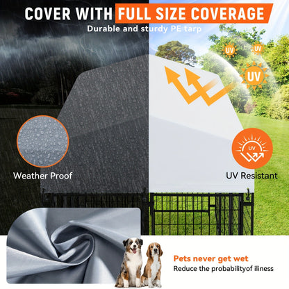 Outdoor Dog Enclosure Welded Wire Steel with UV-Resistant Roof Cover Secure Lock Dog Playpen Fence Run for Large Dogs 4x4 6x4 8x4 ft 6ft