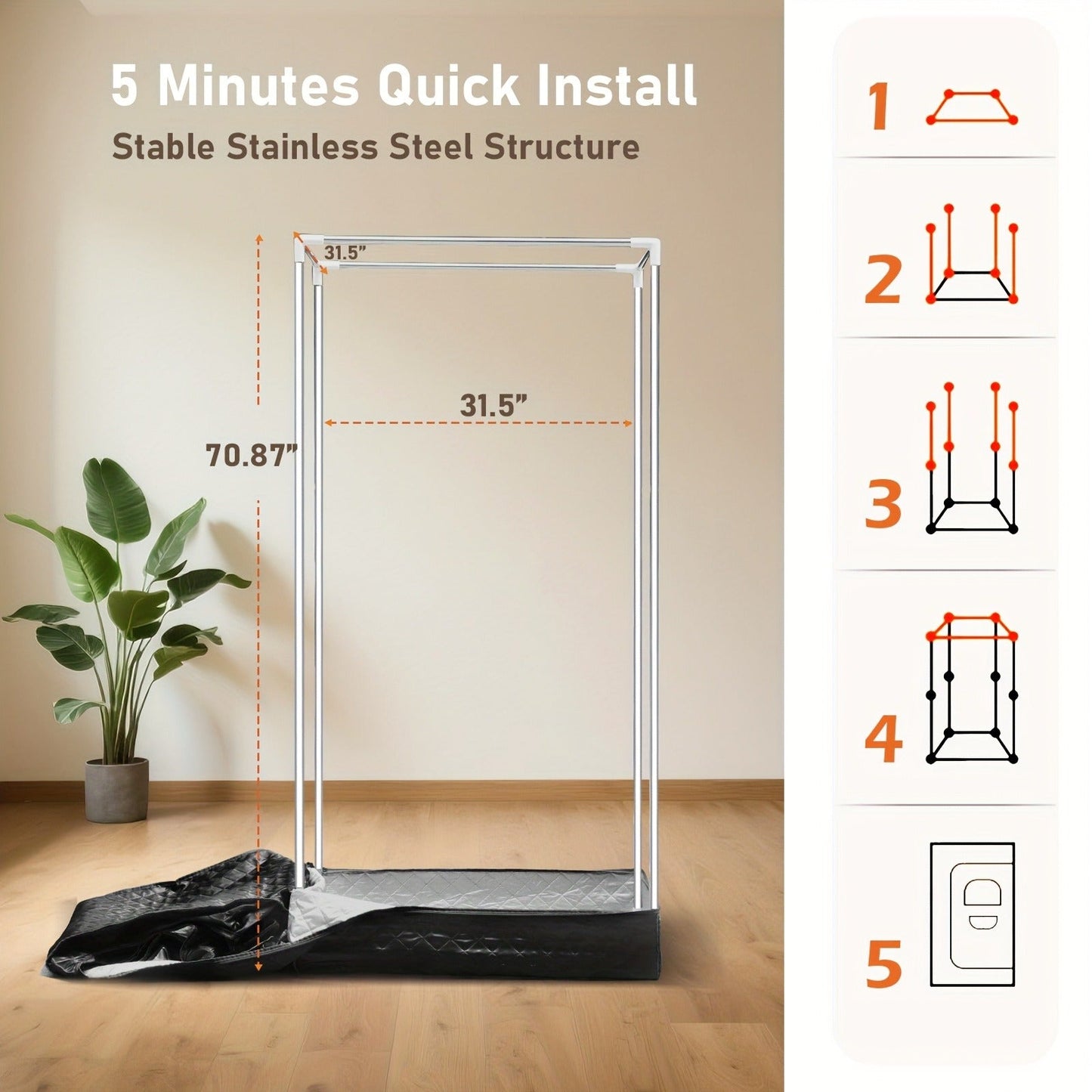 Portable Steam Sauna Box 1200W Full Body Sauna Tent with Folding Chair, 101oz Steam Generator