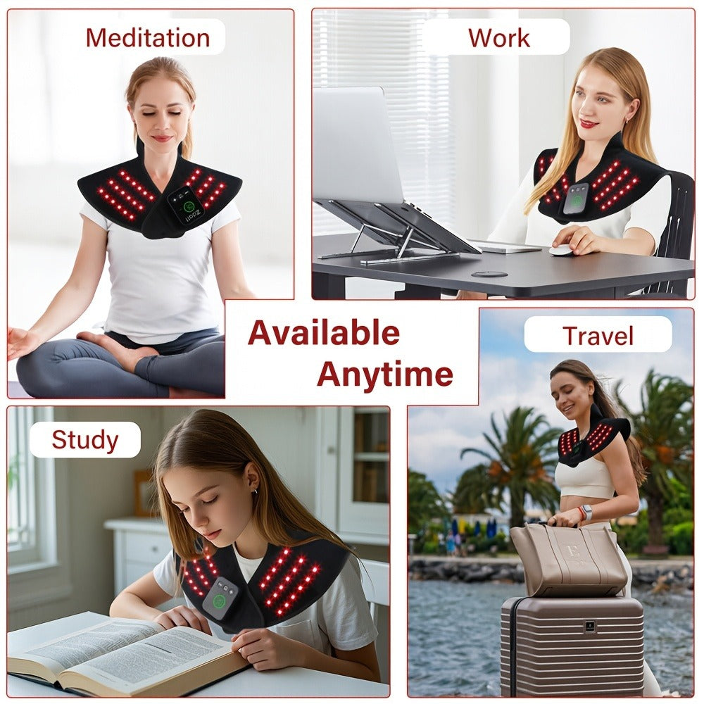 Red Light Therapy Shoulder Wrap with Dual Wavelength 660nm & 850nm Near-Infrared – 116 LED Wearable Device for Neck, Shoulder & Back Relief