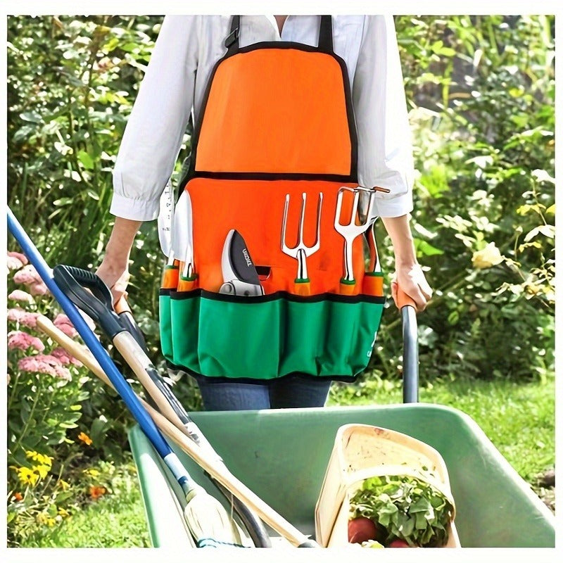 12-Piece Garden Tool Set with Aluminum Hand Tools, Canvas Apron and Storage Pockets for Home Gardening and Outdoor Plant Care