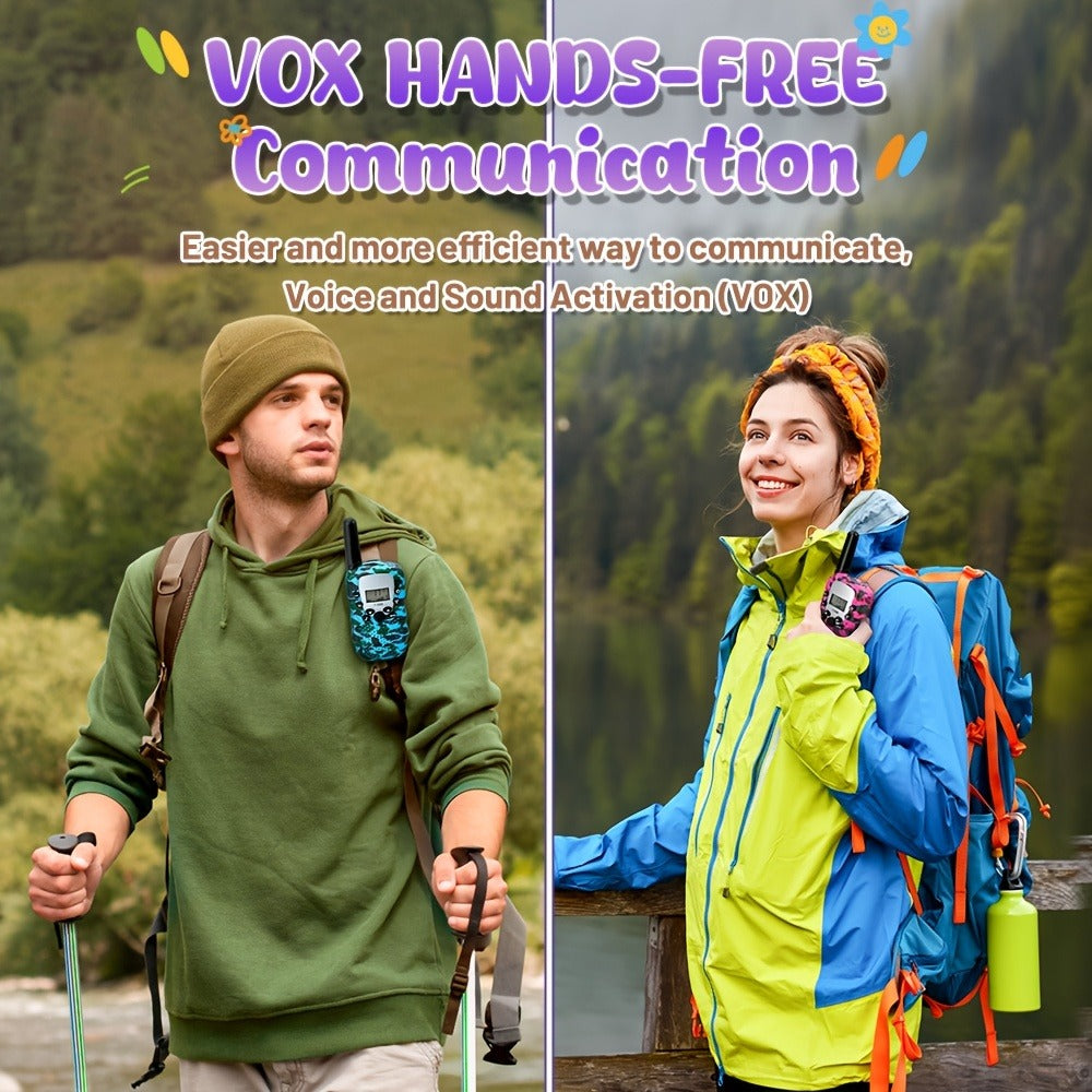Colorful T-388 Two-Way Radio Set with LCD Screens in Two- or Four-Handset Packs for Outdoor Communication