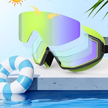 Three-Pair Swimming Goggles Set with 6.1-Inch Frames, Adjustable Straps, Earplugs and Nose Clips in Models A, B or C