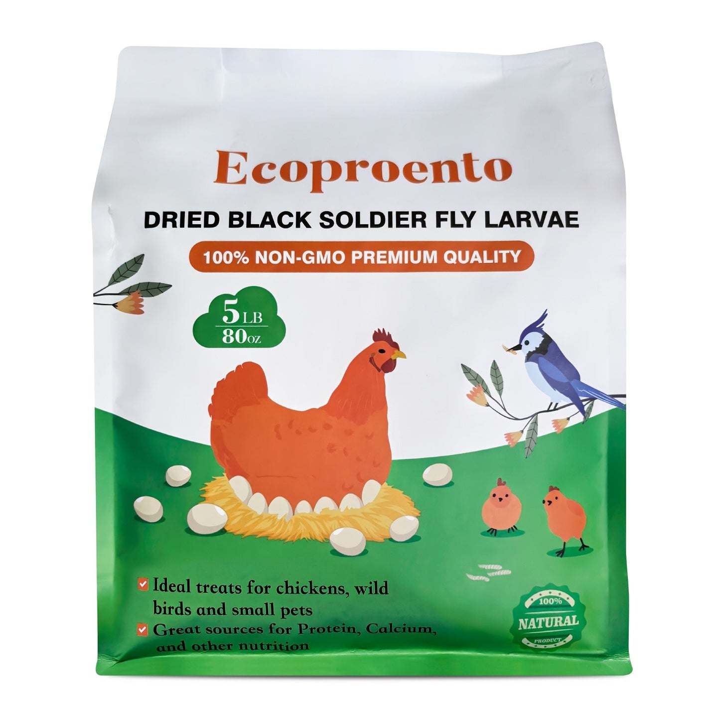 Non-GMO Dried Black Soldier Fly Larvae 5LB & 10LB – 85X More Calcium Than Mealworms, High Protein BSFL Treats for Chickens, Ducks