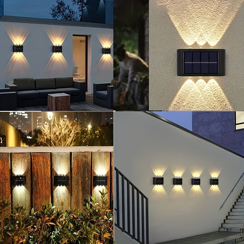 Solar Wall Light Outdoor 8 Pack 6 LED Deck Fence Garden Lamp Waterproof Auto Dusk to Dawn Courtyard Pathway Garage Yard Decoration