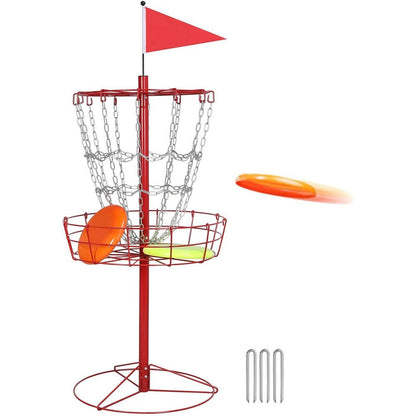 Portable Disc Golf Basket 12 Chain – Heavy Duty Metal Frame, Galvanized Chains, Easy Assembly, Indoor & Outdoor Practice Target