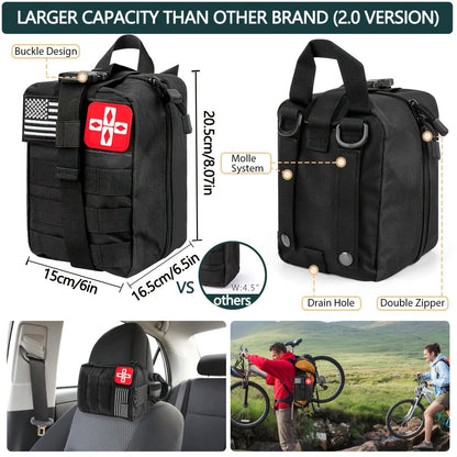 272-Piece Outdoor Tool and First Aid Supply Kits with Crossbody or MOLLE Bags in Four Configurations