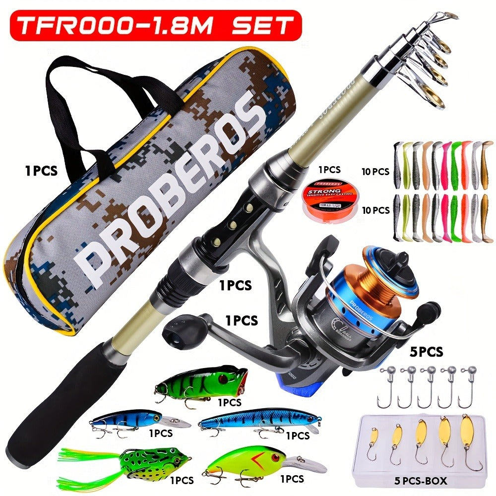 Carbon Fiber Fishing Rod & Spinning Reel Combo – Ultralight Fast Action Rod with Long Cast Spinning Wheel