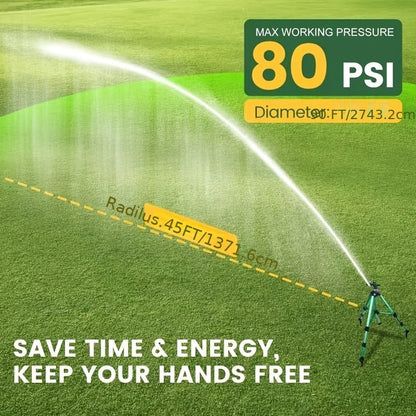 Impact Sprinkler Tripod 360° Zinc Head Lawn Yard Irrigation Flip Lock, for Garden, Lawn and Yard Watering
